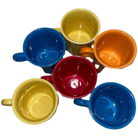 Homer Laughlin HLC Coffee Mugs Fiesta Ware Ring Handle USA Set of 6 EUC - Picture 2 of 6